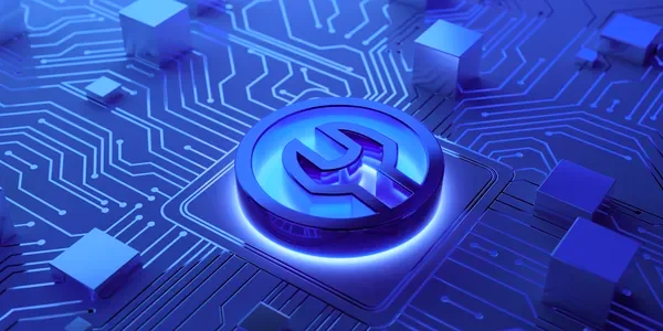 Glowing tool icon on a circuit board